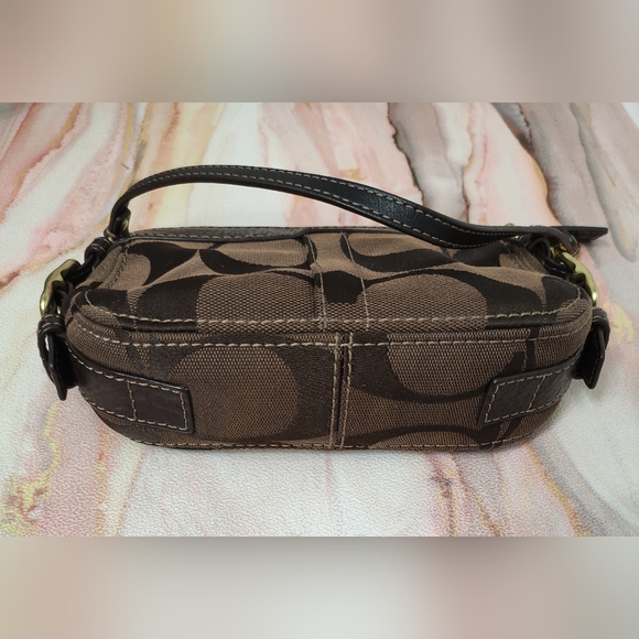 Coach Zoe Signature Wristlet Mini Handbag Brown Chocolate Y2K - Picture 8 of 16